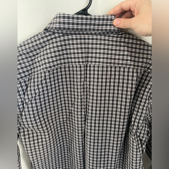 Dark Gray Striped Men's Calibrate Dress Shirt Button Up Neck 16.5 - Picture 7 of 9